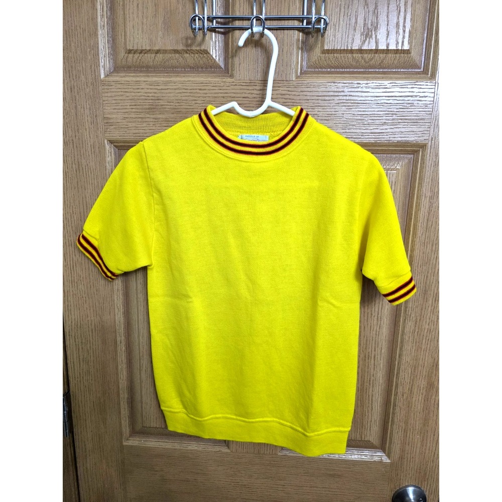 Vintage 60's Raglan Creslan Sunshine Yellow Sweatshirt Small Short Sleeve USA